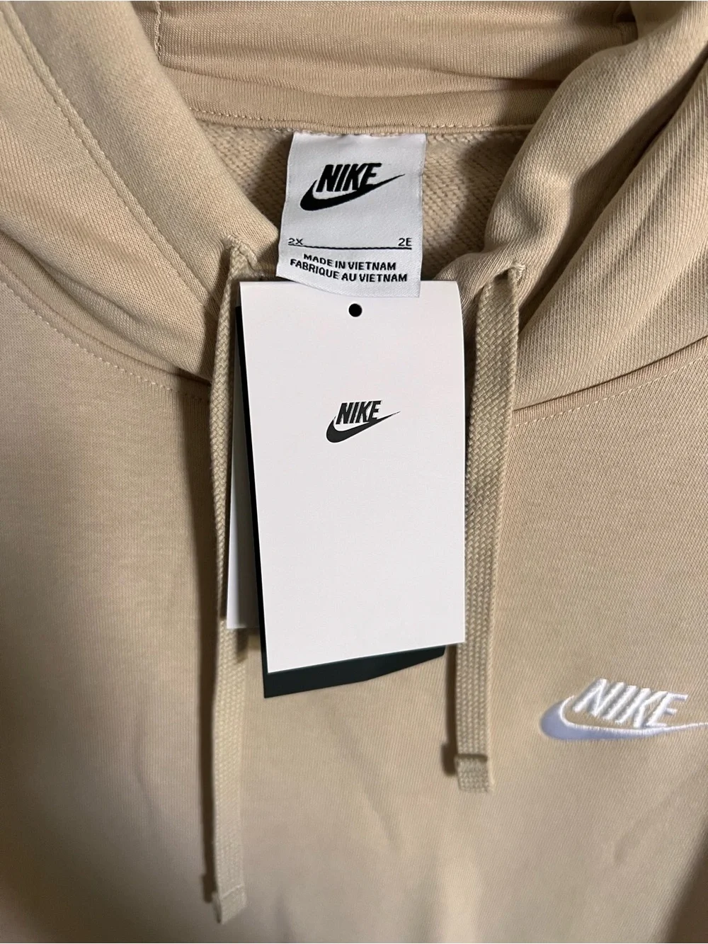 Womens 2X Nike Sweatshirt Hoodie with Drawstrings Beige